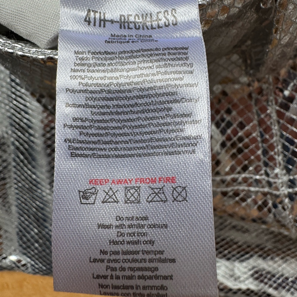NWT 4th + Reckless Philo Trouser, silver, snake skin, Sz XS, club party rave era - Picture 9 of 15